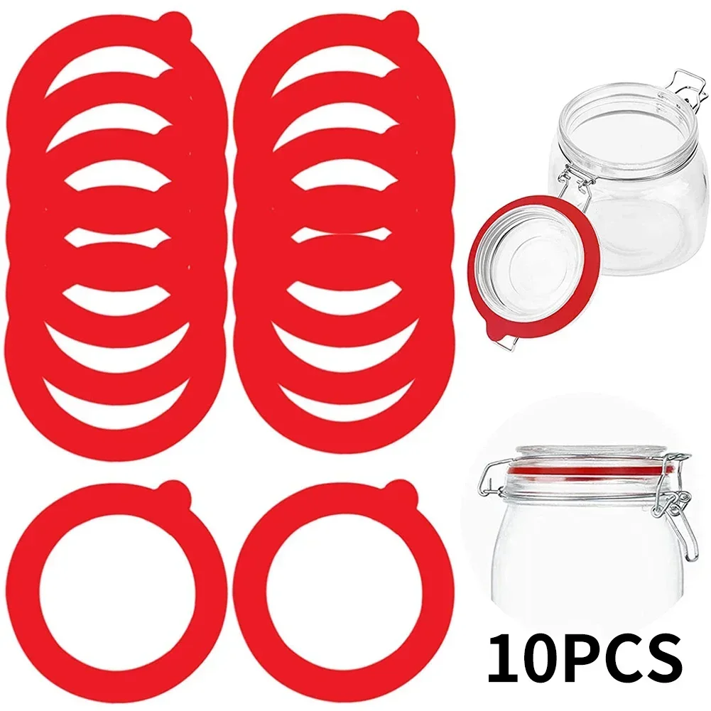 10Pcs Silicone Replacement Gasket Airtight Rubber Seals Rings Leak-Proof Canning Seals For Glass Clip Jars Storage Containers