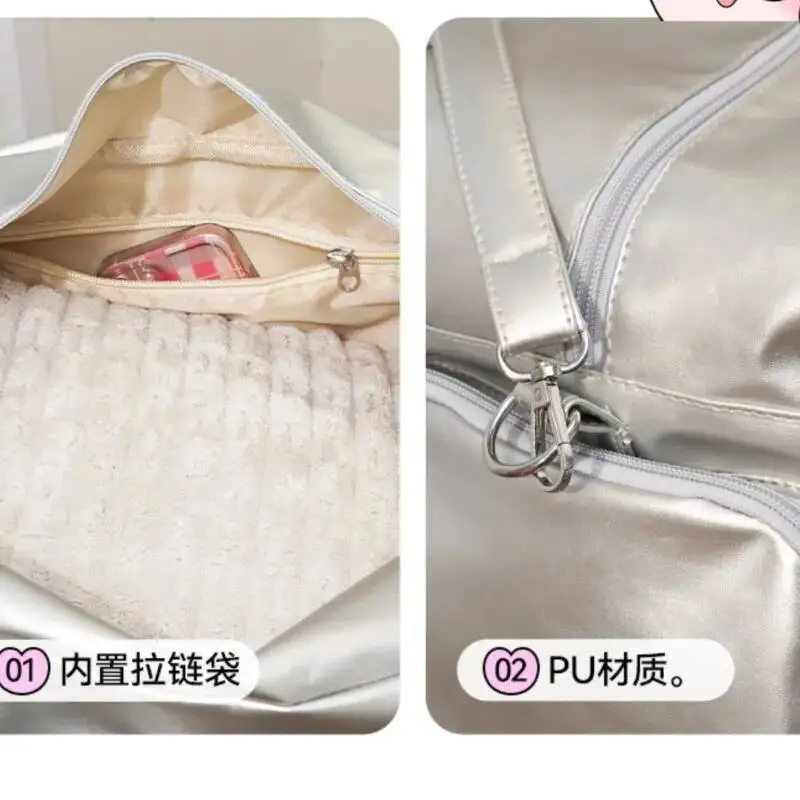 Bloom Haruku Sier Itabag Women Fashionable Lightweight Large Capacity Fiess Bag Female Sports Travel Crossbody Bags New