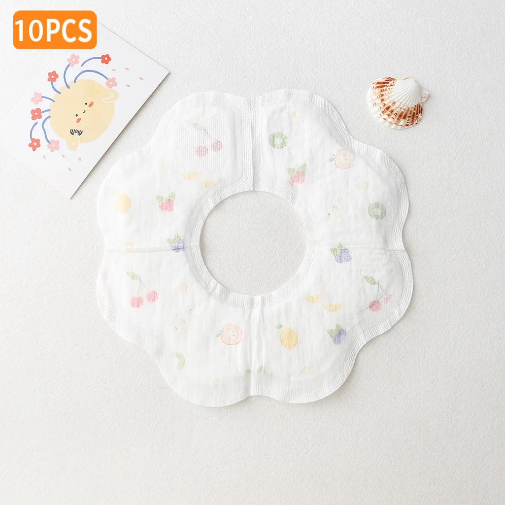 New 10pcs/pack Disposable Waterproof Petal Baby Bibs Cartoon Outgoing Bib Newborn Burp Cloths for Boy Girl Feeding Saliva Towel