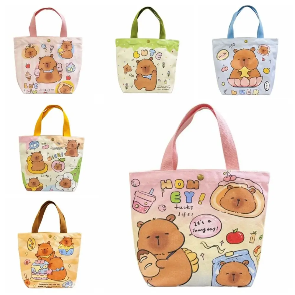 Handtas Dikker Capibara Canvas Tas Brief Cartoon Pop Student Tote Bag Canvas Grote Capaciteit Capibara Schoudertas Reizen