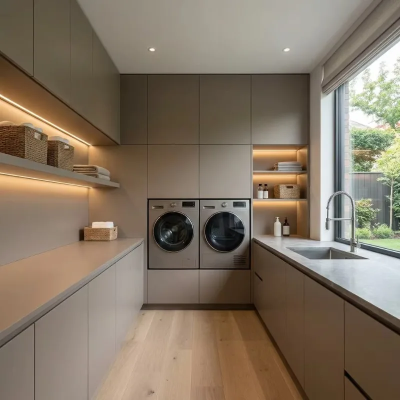 Airo Pavone Luxury Integrated Laundry Cabinet Custom Modern Minimalist Washer Dryer Closet for Bathroom & Living Room Home