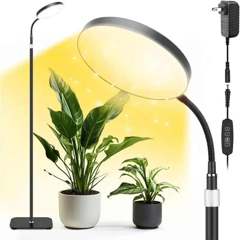 Indoor 20W Full Spectrum Warm Light with Gooseneck,Tall Stand Floor Grow Lamp,for Tall Small Plant Flower Growth,Grow Light