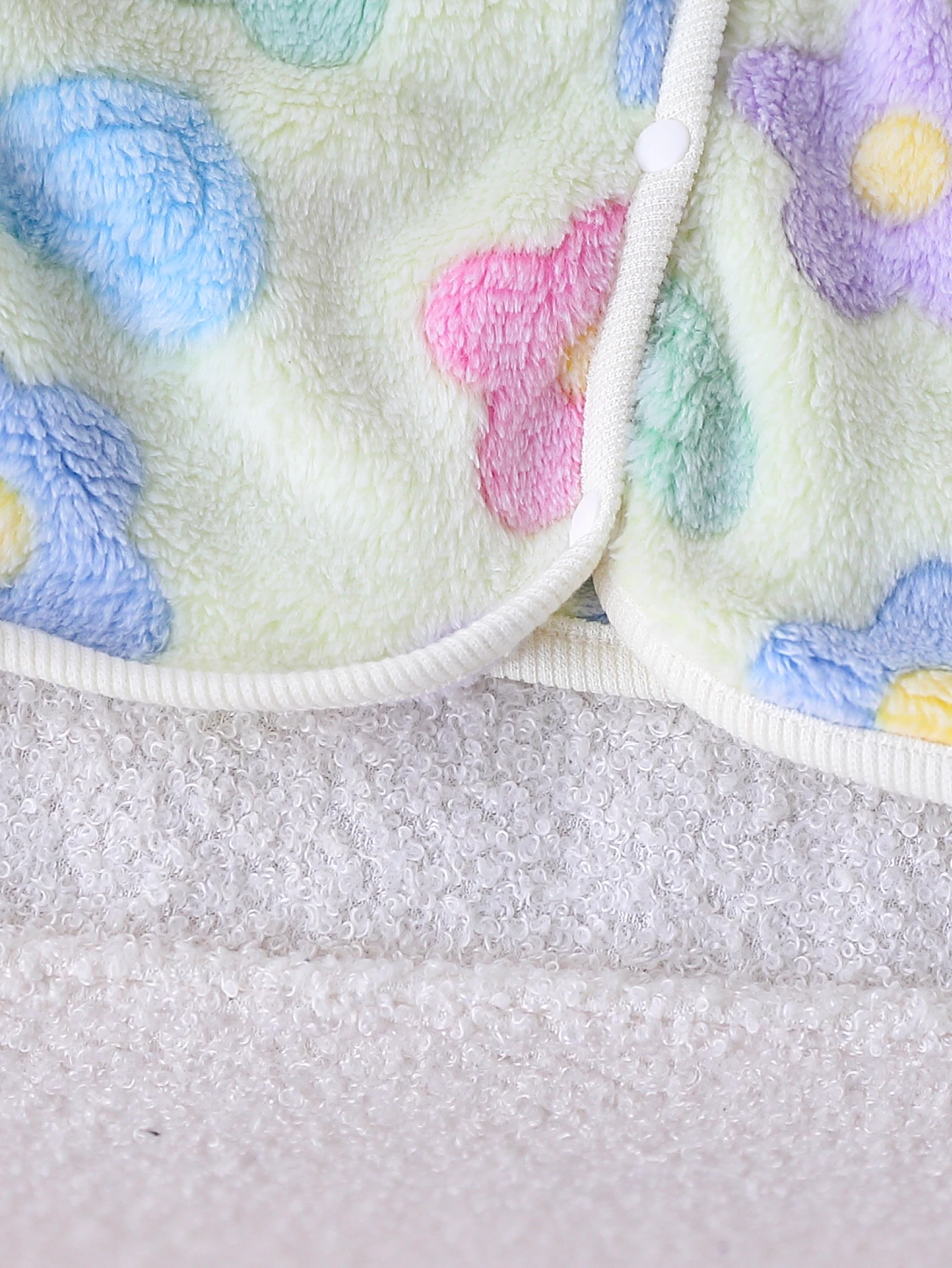 Baby-Mädchen Herbst-Winter-Plüschjacke, Niedliche Lässige Bunte Blumen-Design Vorne Offene Knopfleiste Langarm-Jacke für Kleinkinder – Detail 4