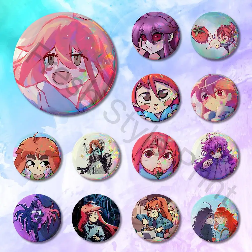 

Cute Badeline C-Celeste Madeline 58mm 44mm HD Print Brooch Badges Pretty Derby Round Display Brooches Lapel Pins