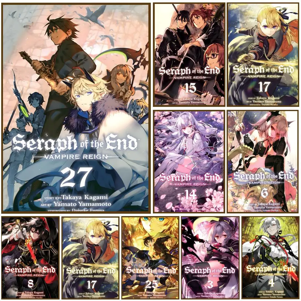 Cartoon Seraph Of The End Poster Self-adhesive Living Room Bedroom Party Bar Decor Moisture-proof Fade-resistant HD