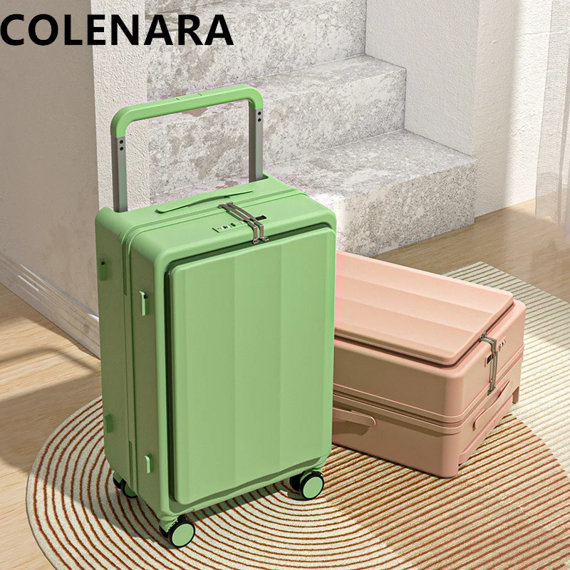 COLENARA 20"24"26 inch Front Opening Luggage Antibacterial and Expansion USB Charging Port Universal Wheel Boarding Suitcase