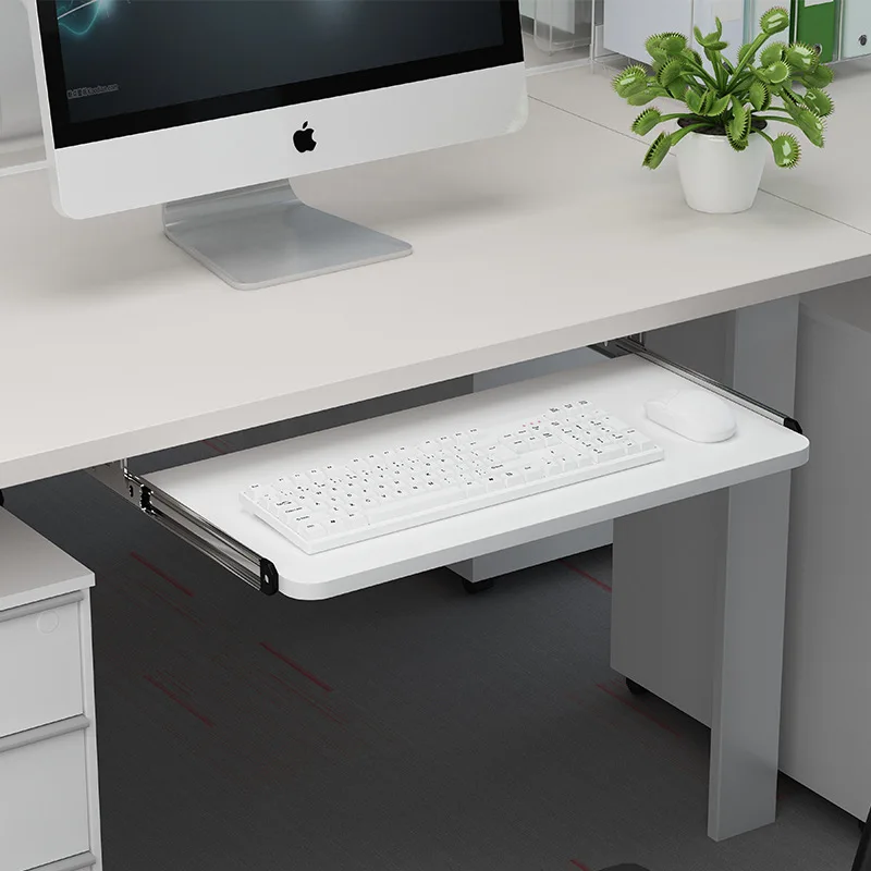 Under Desk Keyboard Tray Pull Out Holder Sliding Rails Computer Home Office Student Dormitory