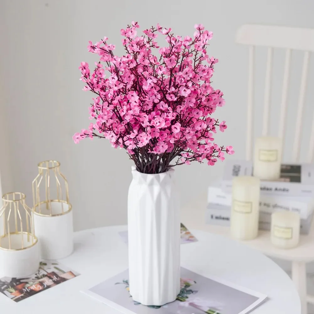 Cherry Blossoms Artificial Flowers Baby\'s Breath Gypsophila Fake Flowers DIY Wedding Home Vase Decoration Faux Flowers Branch