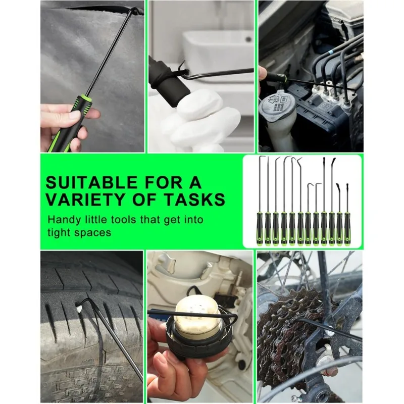 LLCS-Mechanic,Hook And Pick Tool Set(12 Pcs), Includes Non-Slip Grip, Long And Short Automotive Picks
