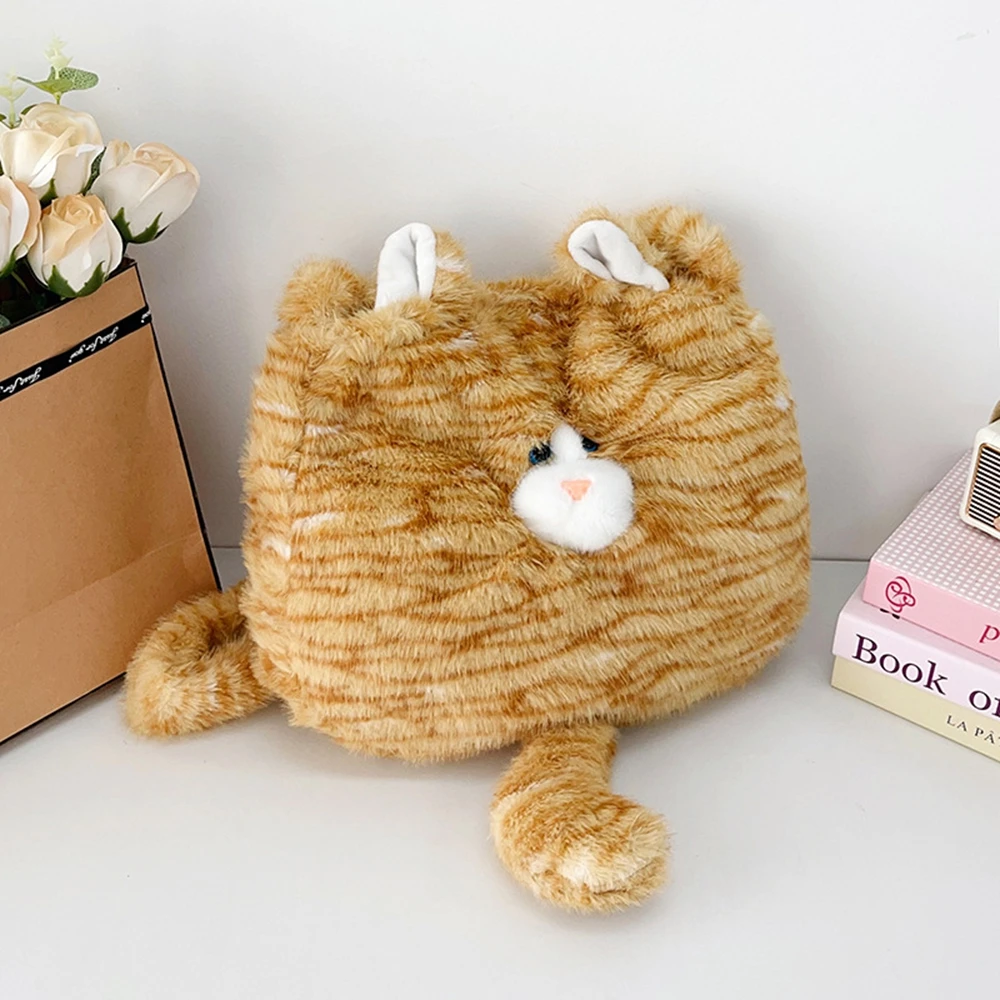 

Портативная плюшевая женская сумка подмышки с милым котом, новая зимняя сумка на плечо, рюкзак большой емкости, дорожная сумка