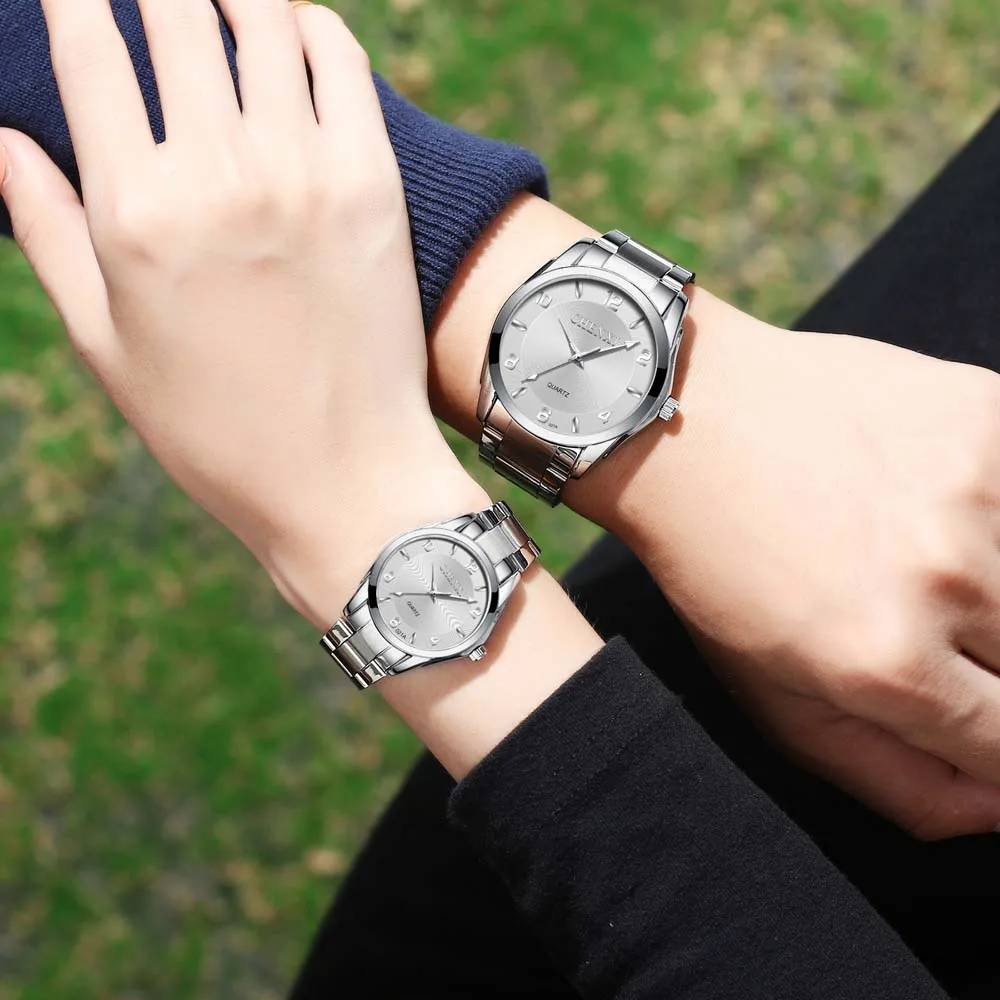 CHENXI Square Couple Watches Set High Quality Stainless Steel Waterproof Quartz Watch Couples Man and Woman Gifts for Lover