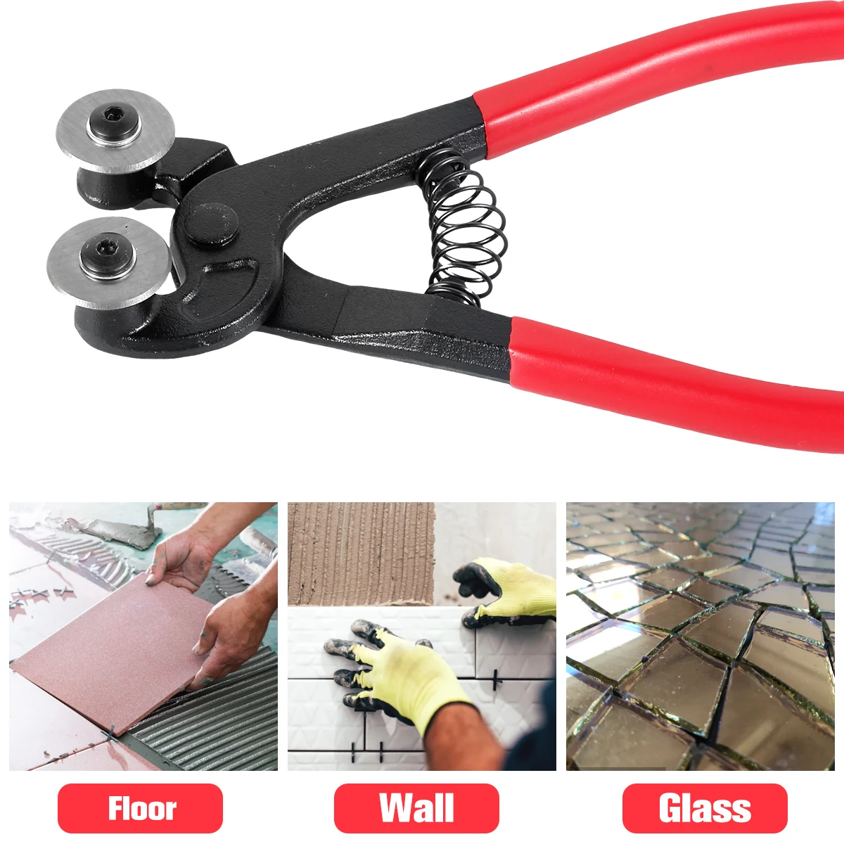 Glass Tile Nippers 8inch 200mm Heavy Duty Mosaic Nippers with Carbide Wheels Trimming Clamp Pliers Ceramics Cutting Tongs Tools
