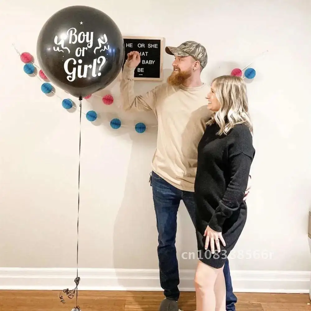 

36inch Boy or Girl Balloon Party Black Latex Balloons Blue or pink Confetti Gender Reveal Globos Baby Shower Decorations 1set