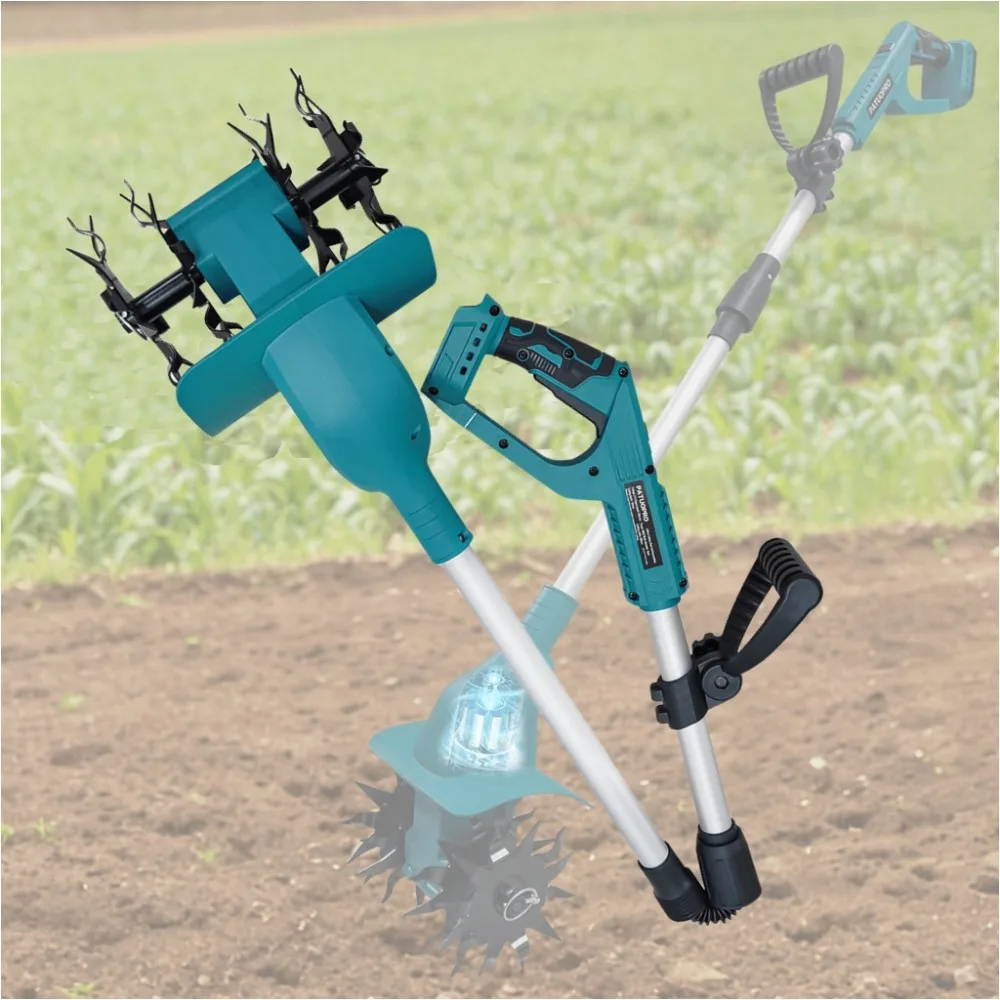 

PATUOPRO Brushless Electric Garden Tiller Lawn Mower Screen Display Soil Cultivation Garden Power Tool For Makita 18V Battery