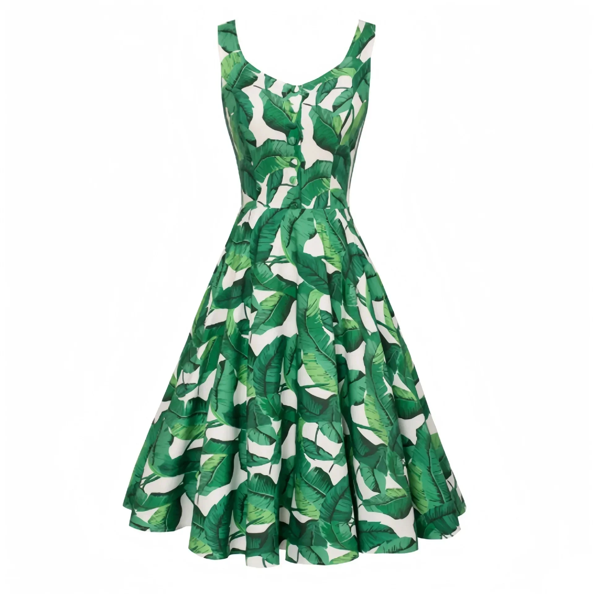 Abito da ballo vintage estivo con bottoni stampati, abito a trapezio, senza maniche, ritorno a scuola, abiti da ballo femminili