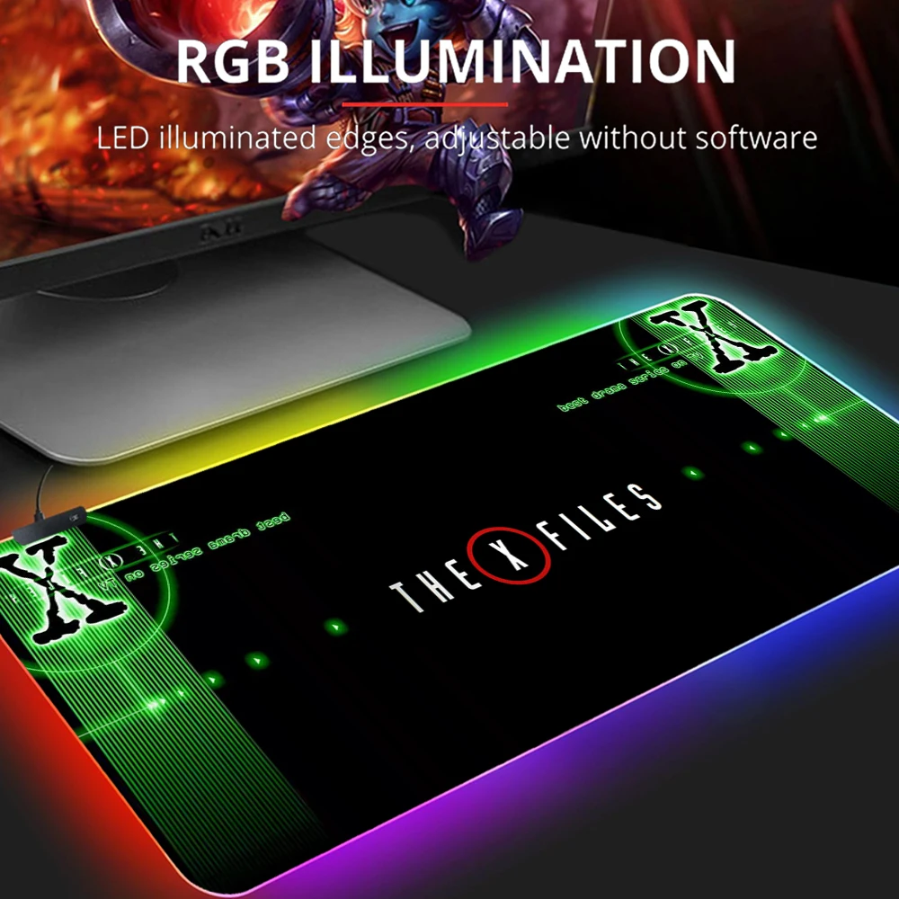 

RGB The X Files I Want To Believe Mouse Pad Carpet Anime Table Keyboard Mat Computer RGB LED Play Gaming Printing Mousepad Desk