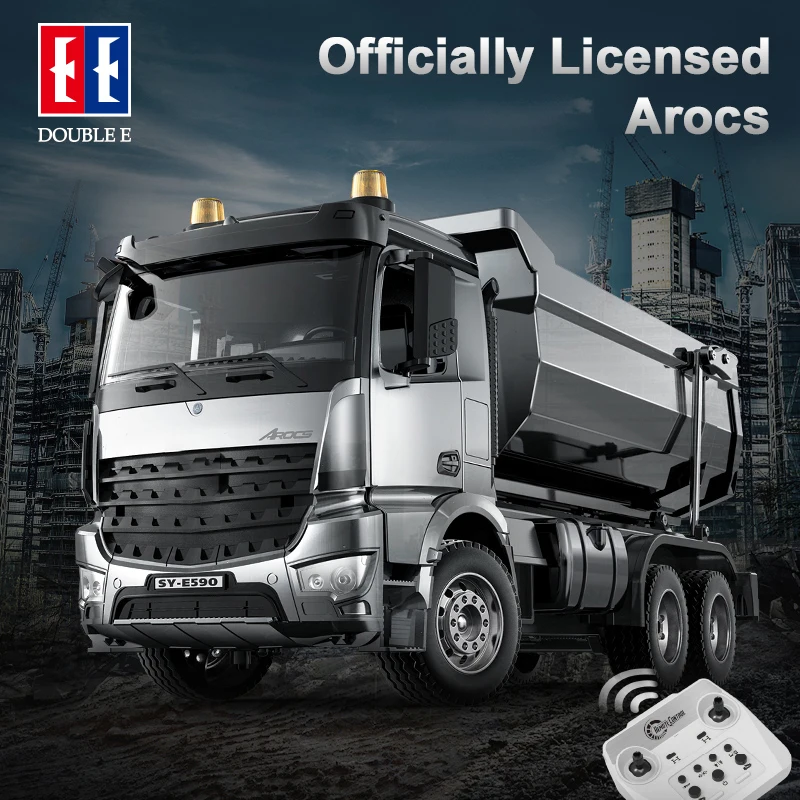 DoubleE E590 003 1/20 RC Dump Truck 6X6 Electric Lifting Remote Control Tipper Metal Gears Sounds Lights Model Vehicle RTR