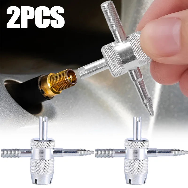 

1/2Pcs Copper Valve Core Car Tire Repair Tools 4 in 1 Tire Valve Stem Removal Tool Valve Stem Puller Truck Tyre Cleaning Tool