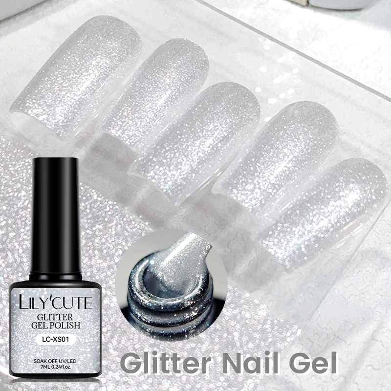 LILYCUTE 7ml Shiny Glitter Nail Gel Polish Pearl Shell Sparkling White UV LED Varnishes Soak Off Gel Manicure Decoration