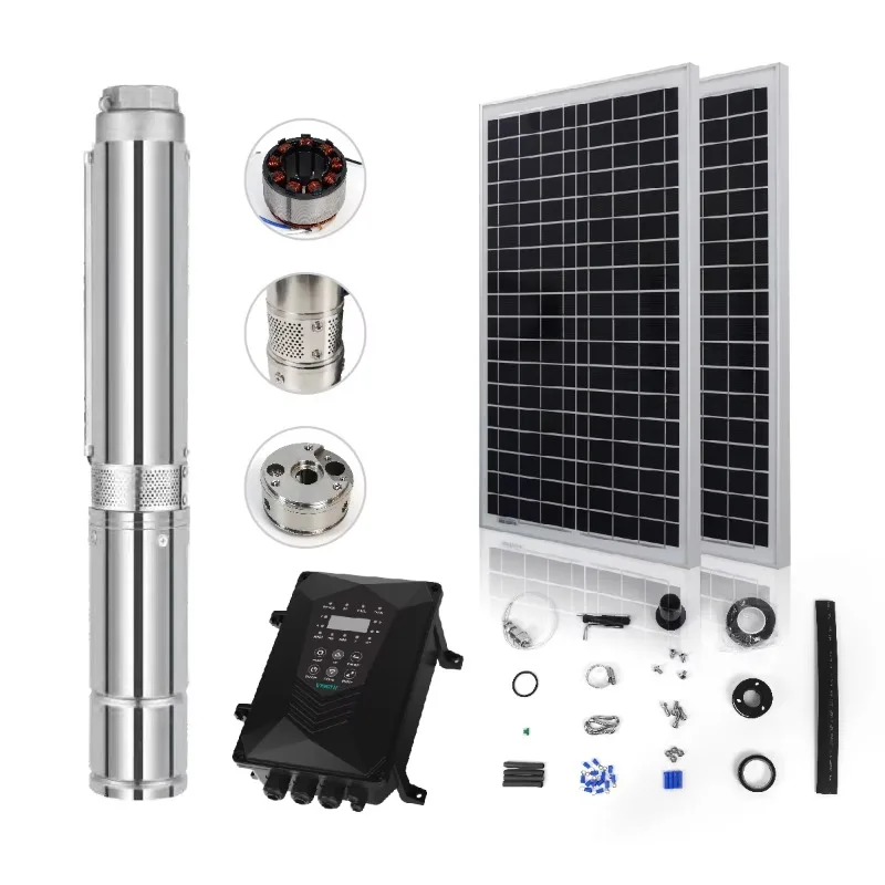 

ACDC Hybrid Solar Powered Submersible Pump 1300W Bomba De Agua Solar Pumps Water Pump Full Set