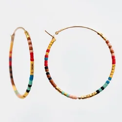 Go2Boho Miyuki Beaded Earrings for Women Boho Chic Ear Rings Jewelry Gifts Simple Stainless Steel Hoop Earring Gift for Her