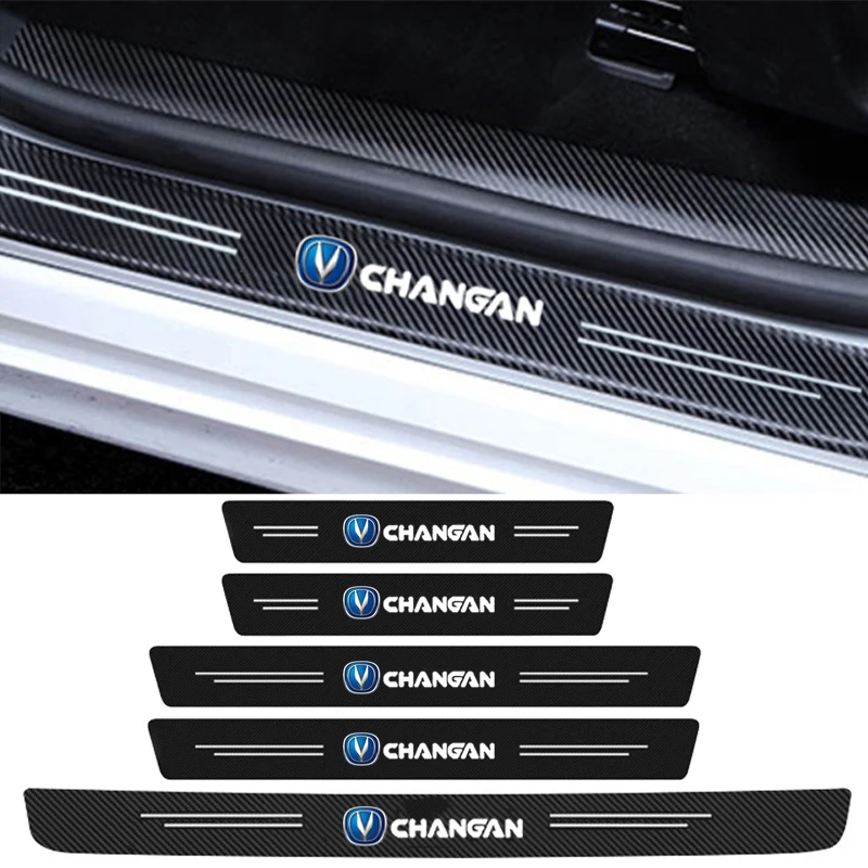 Car Carbon Fiber Door Threshold Stickers for Changan Alsvin CS15 CS55 CS75 PLUS CS95 CS35 Eado Rear Trunk Protector Strips