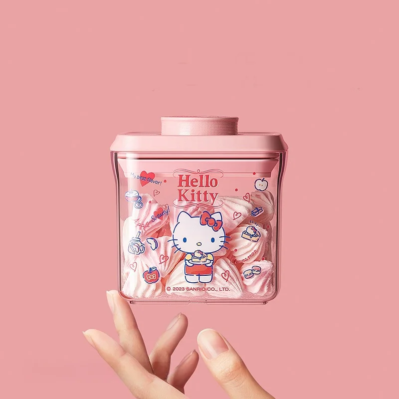 MINISO Hello Kitty Food Storage Container Set Kawaii Kuromi Sealed Food Organizer Pots Cute Cinnamoroll Waterproof Storage Boxes