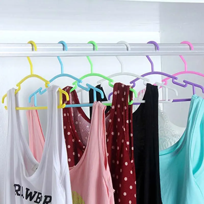 5/10Pcs/Lot Portable Clothes Hanger Kids Children Toddler Baby Clothes Coat Plastic Hangers Hook Household Hot Selling organizer