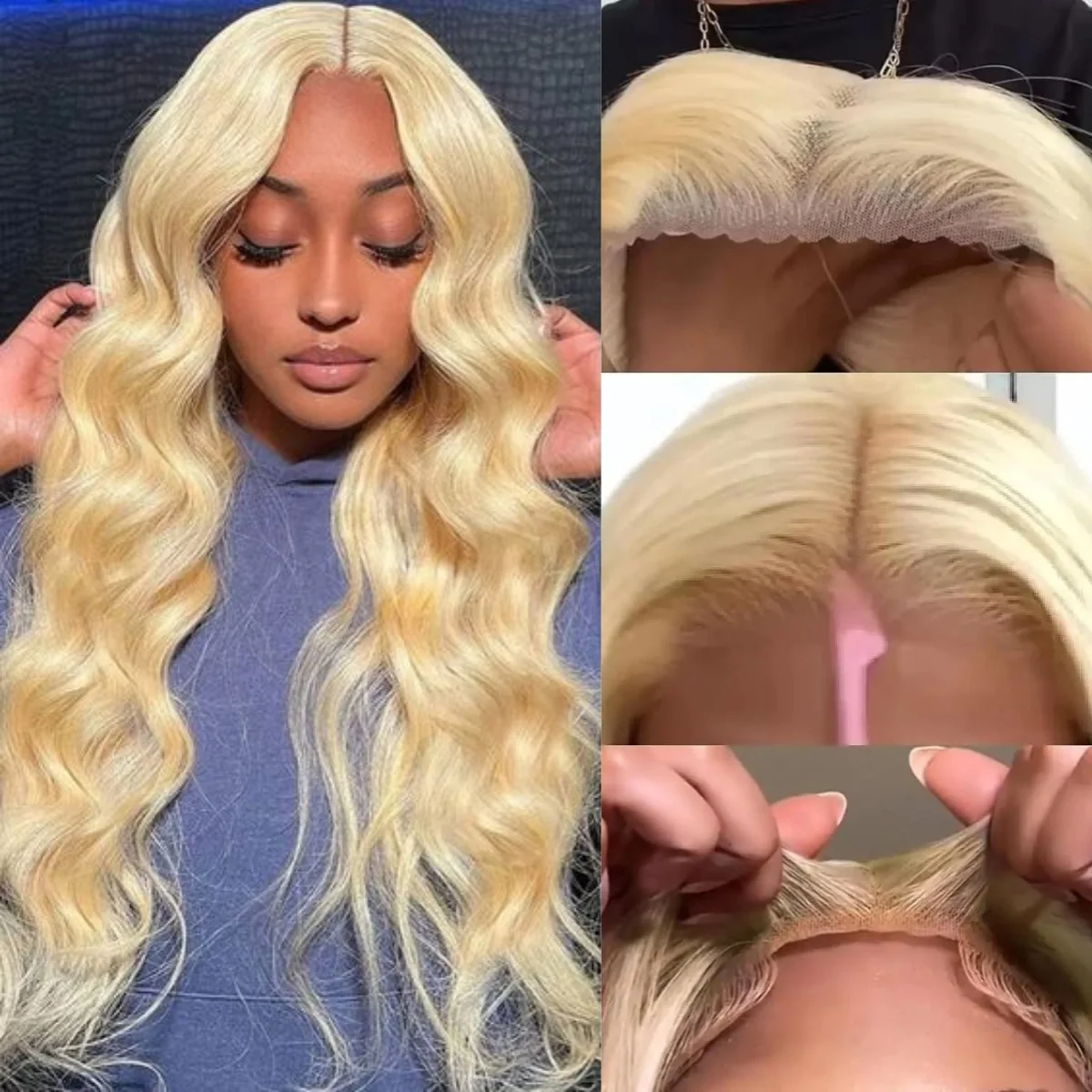 613 Blonde Wear and Go Body Wave Human Hair Wig Pre-cut 6x4 Closure Lace Front Human Hair Wigs Glueless Body Wave 150% Density