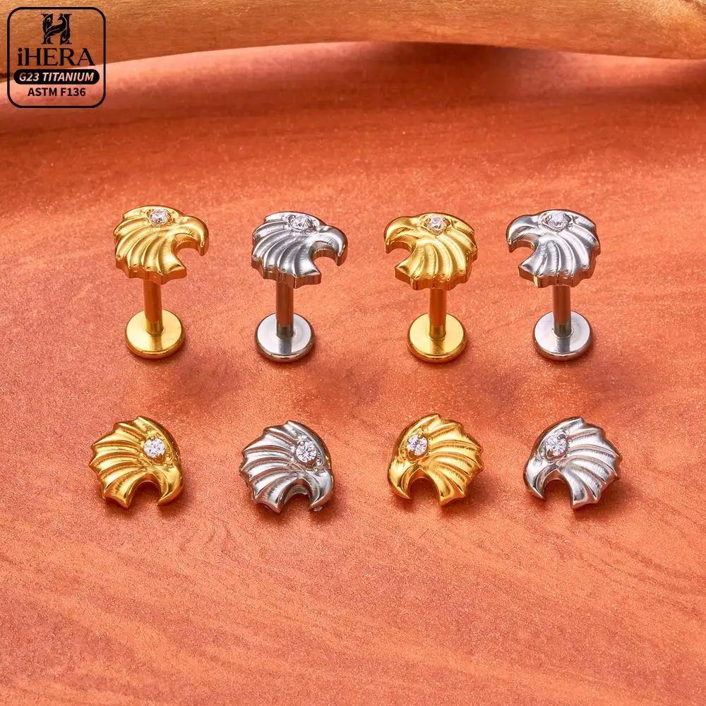 ASTM F136 Titan Piratenschädel Flachrück-Ohrpiercing Funkelnder CZ Seestern Halbmond Schlange Engel Labret Helix Tragus Schmuck – Detail 25