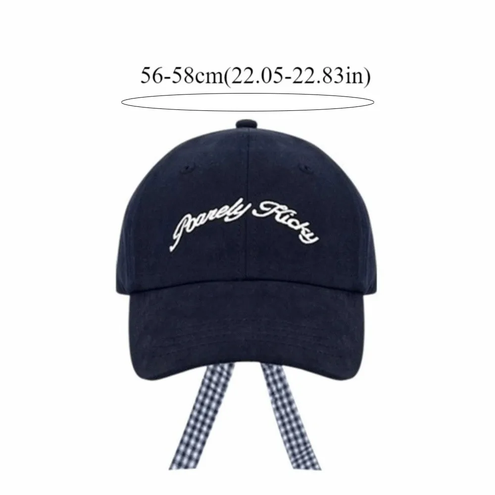 Fashion Cotton Letter Baseball Cap UV Protection Adjustable Bow Strap Baseball Cap Dome Casual Plaid Bow Protection Hats Summer