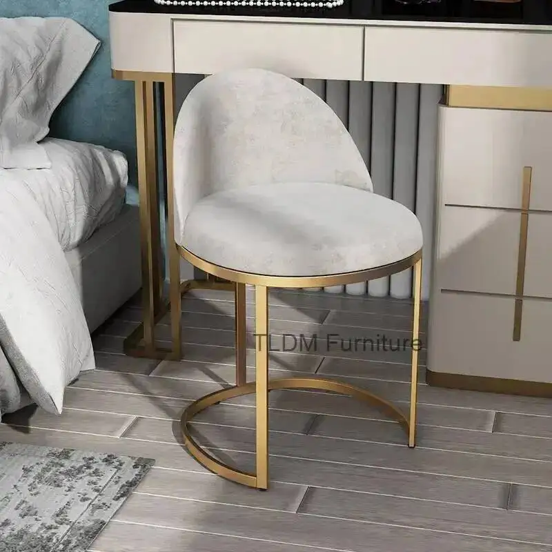 Makeup Stool Net Red Nordic Simple Backrest Dressing Stool Light Luxury Manicure Dressing Table Chair velvet bar stool