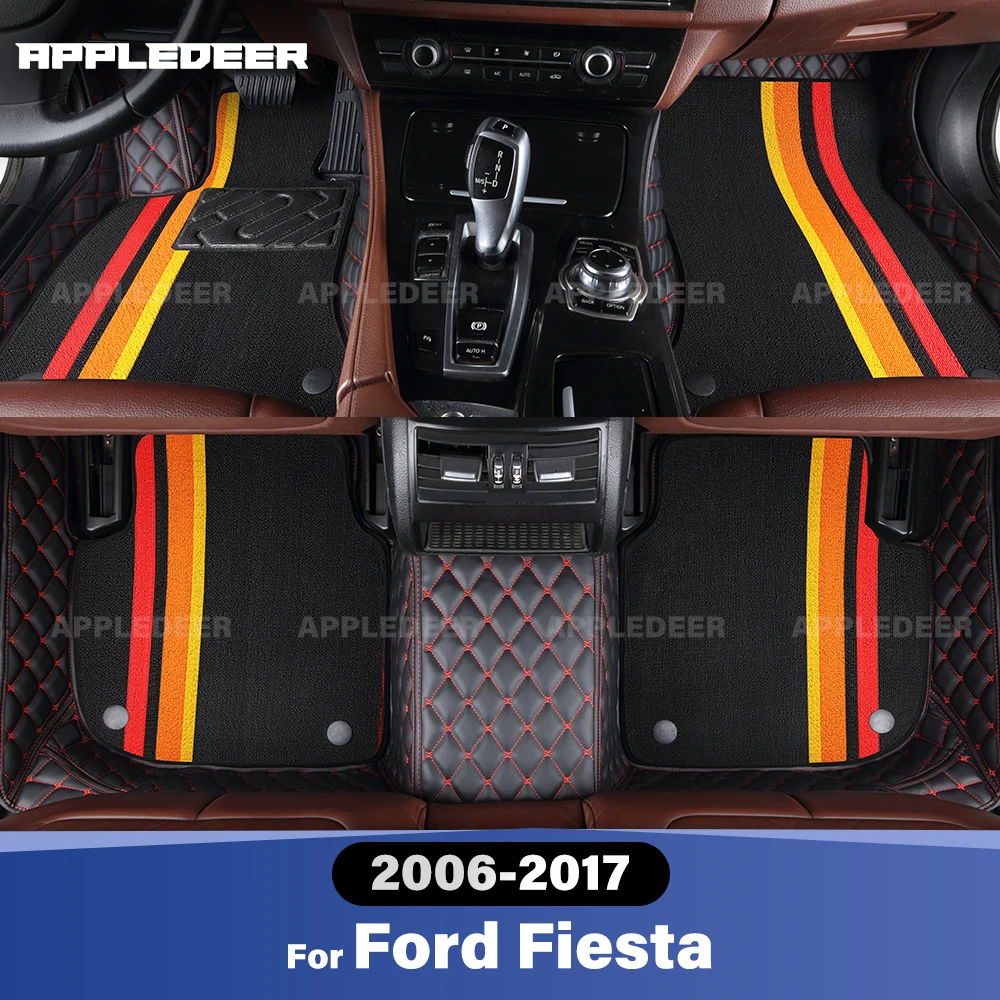 

For Ford Fiesta 2006-2017 Double Layer Car Floor Mats Custom Auto Carpet Cover Interior Accessories