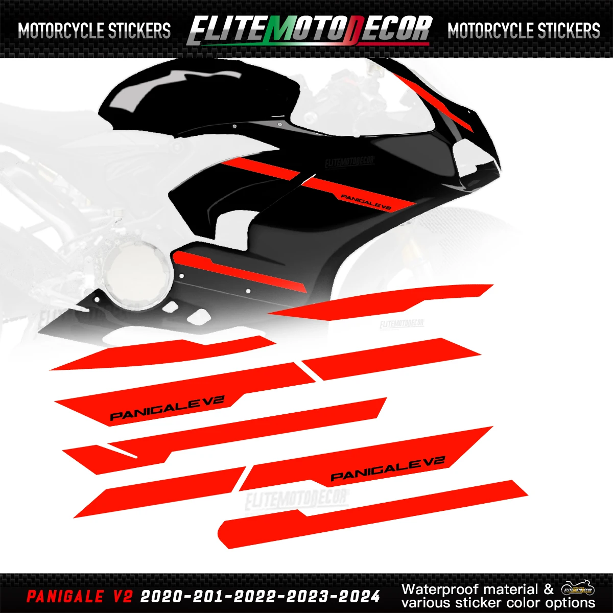 Motorcycle Body Stripes Decals Stickers Set for Ducati Panigale V2 2020-2021-2022-2023-2024 Waterproof Graphic Kit