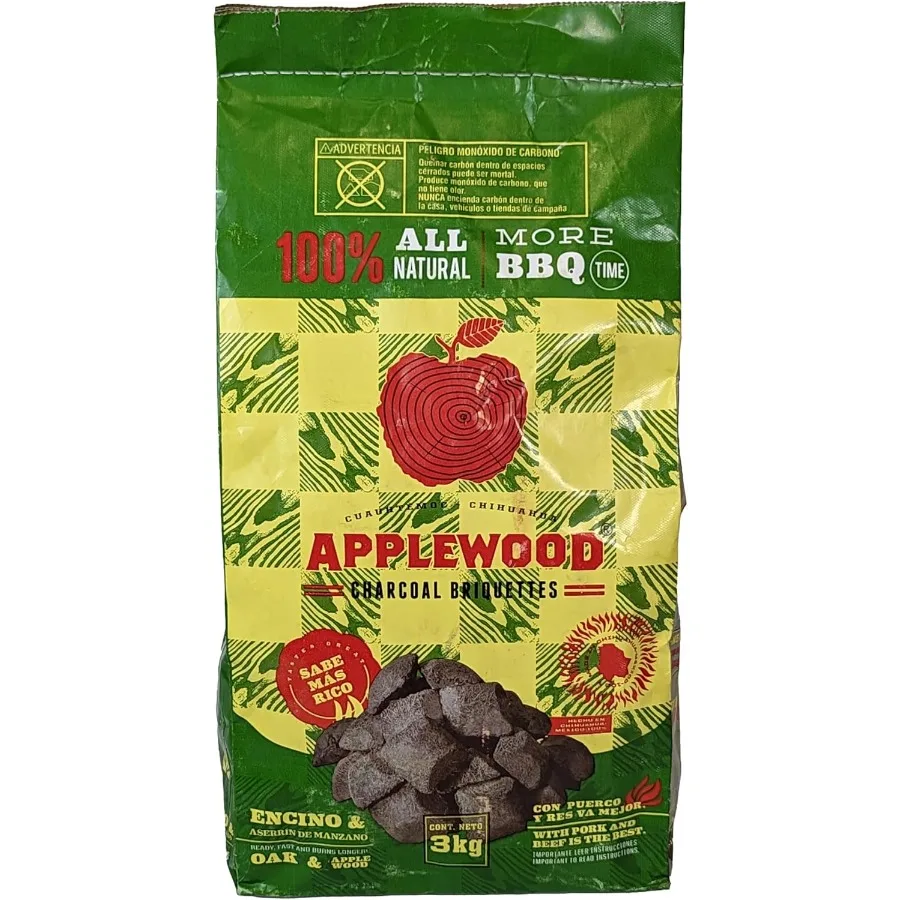 

6.5 Lb Oak Applewood Charcoal Briquettes for Smoking Beef Pork Fish Steaks Ribs More 100 AllNatural Quick Easy Lighting for Out