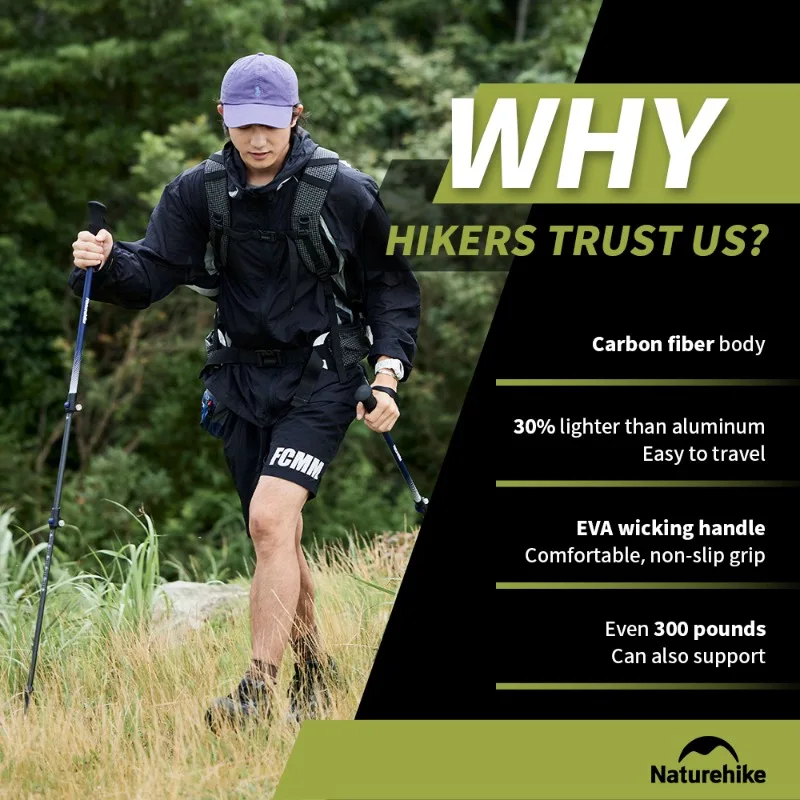 

1PCS New Carbon Fiber External Lock Telescopic Trekking Pole Outdoor Hiking Ultra Light Cane Mountaineering Equipment