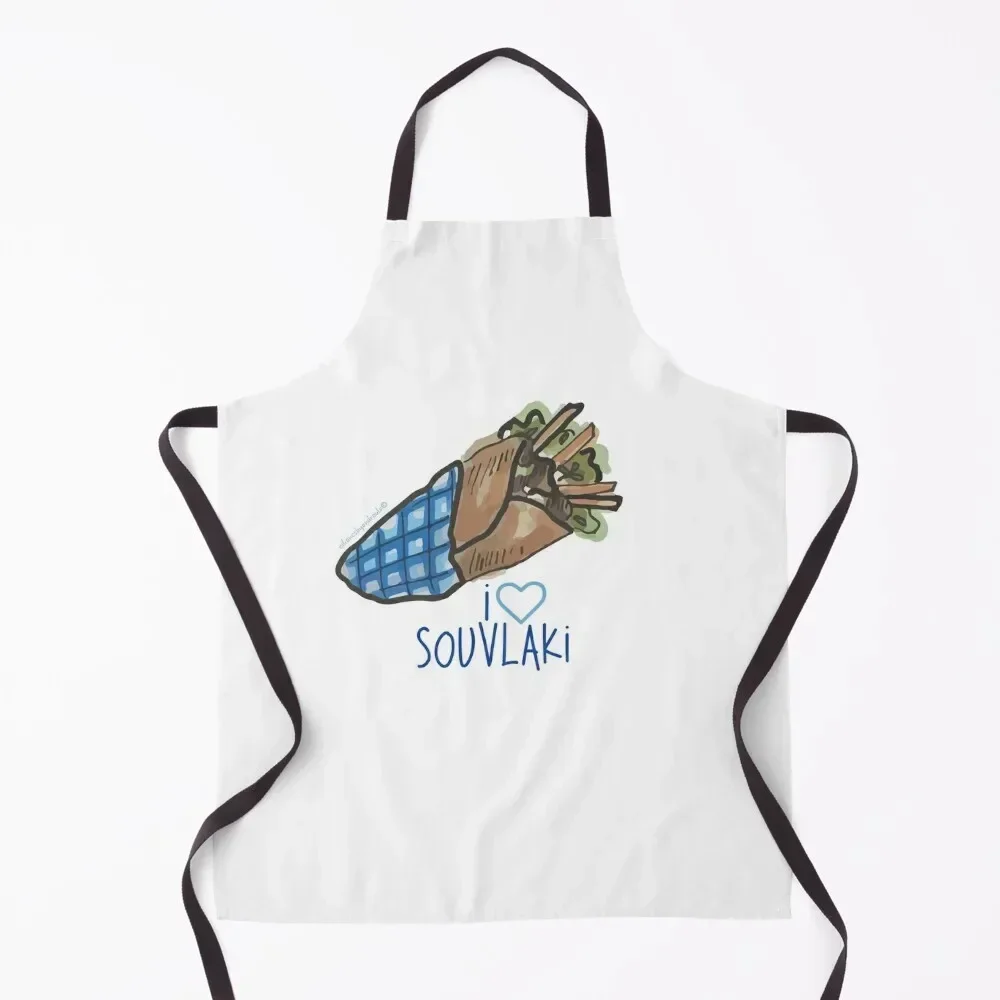 

Фартук I Love Souvlaki, кухонные вещи и для домашнего искусства, домашний женский фартук с карманами