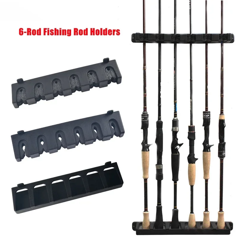 Helpful Fishing Rod Holders EVA/Sponge 6-Rod Rack Vertical Pole Holder Wall Mount Fish Horizontal Pole Display Stand Fixed Frame