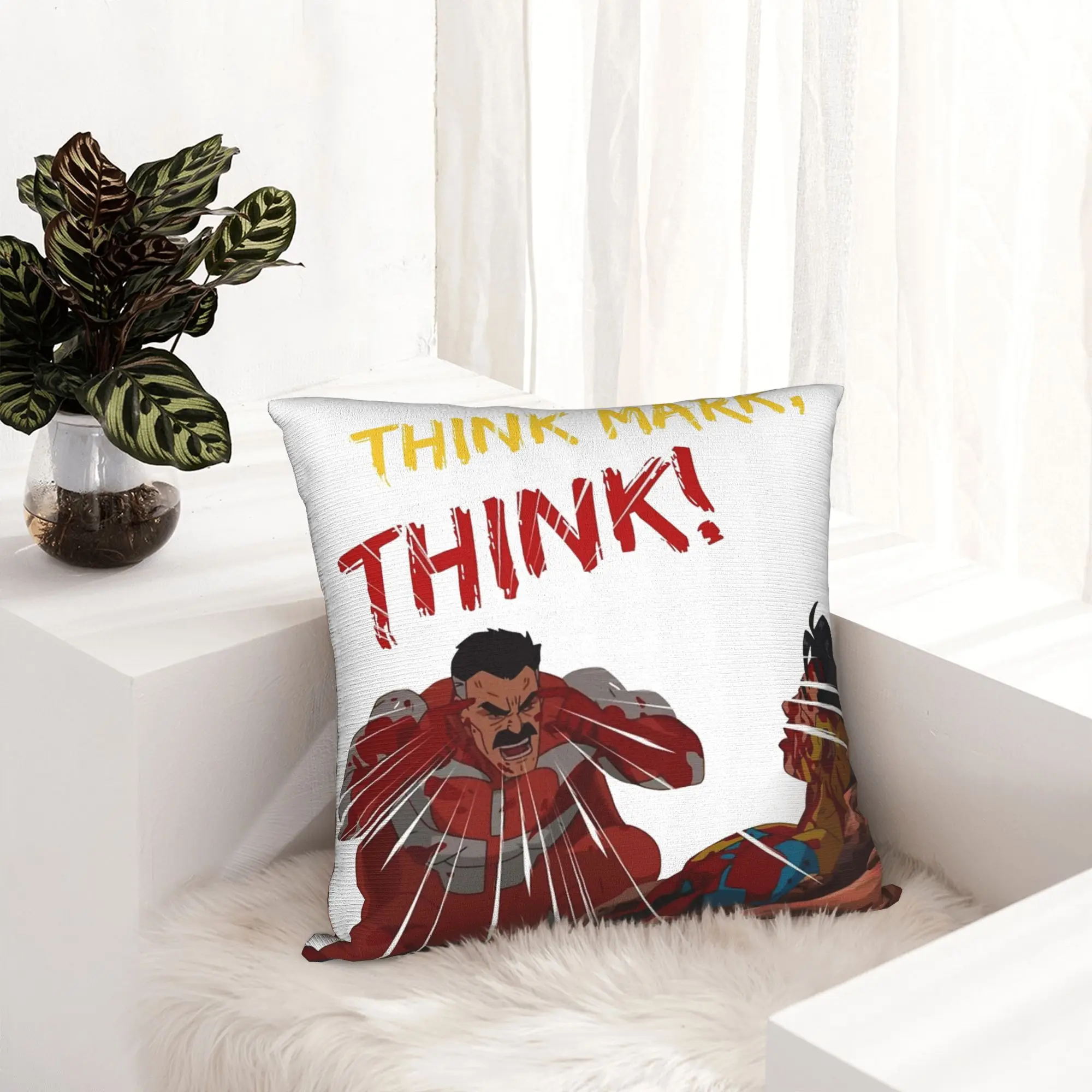 THINK MARK THINK MEME from Invincible Omniman Pillowcase Printed Fabric Cushion Cover Decor  Throw Pillow Case Cover Home 18''