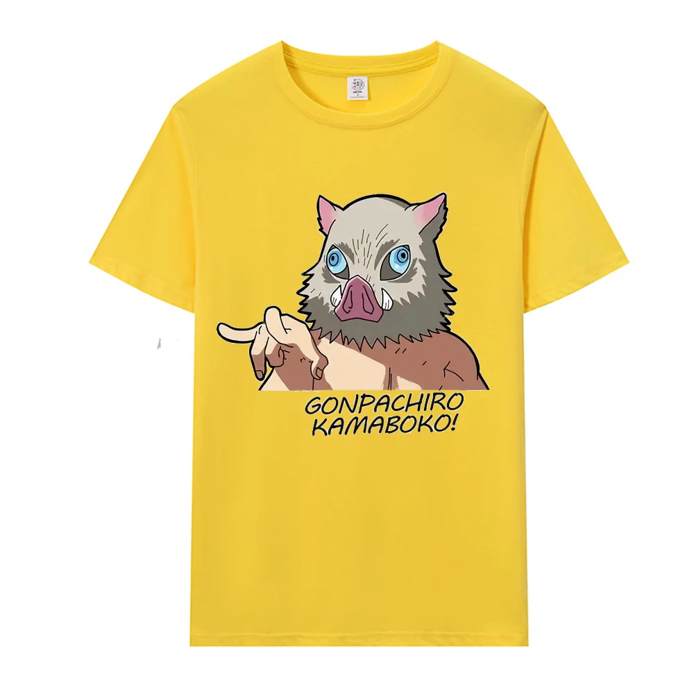 Anime Dämon Slayer T-Shirt Kimetsu keine Yaiba Hashi bira Inosuke T-Shirt Frauen Männer lustige Druck lässige Baumwolle T-Shirts übergroße T-Shirts