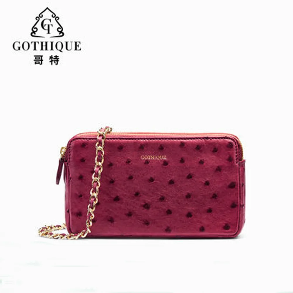 

gete Ostrich leather Female bag new single shoulder bag female summer Mobile phone package female chain bag