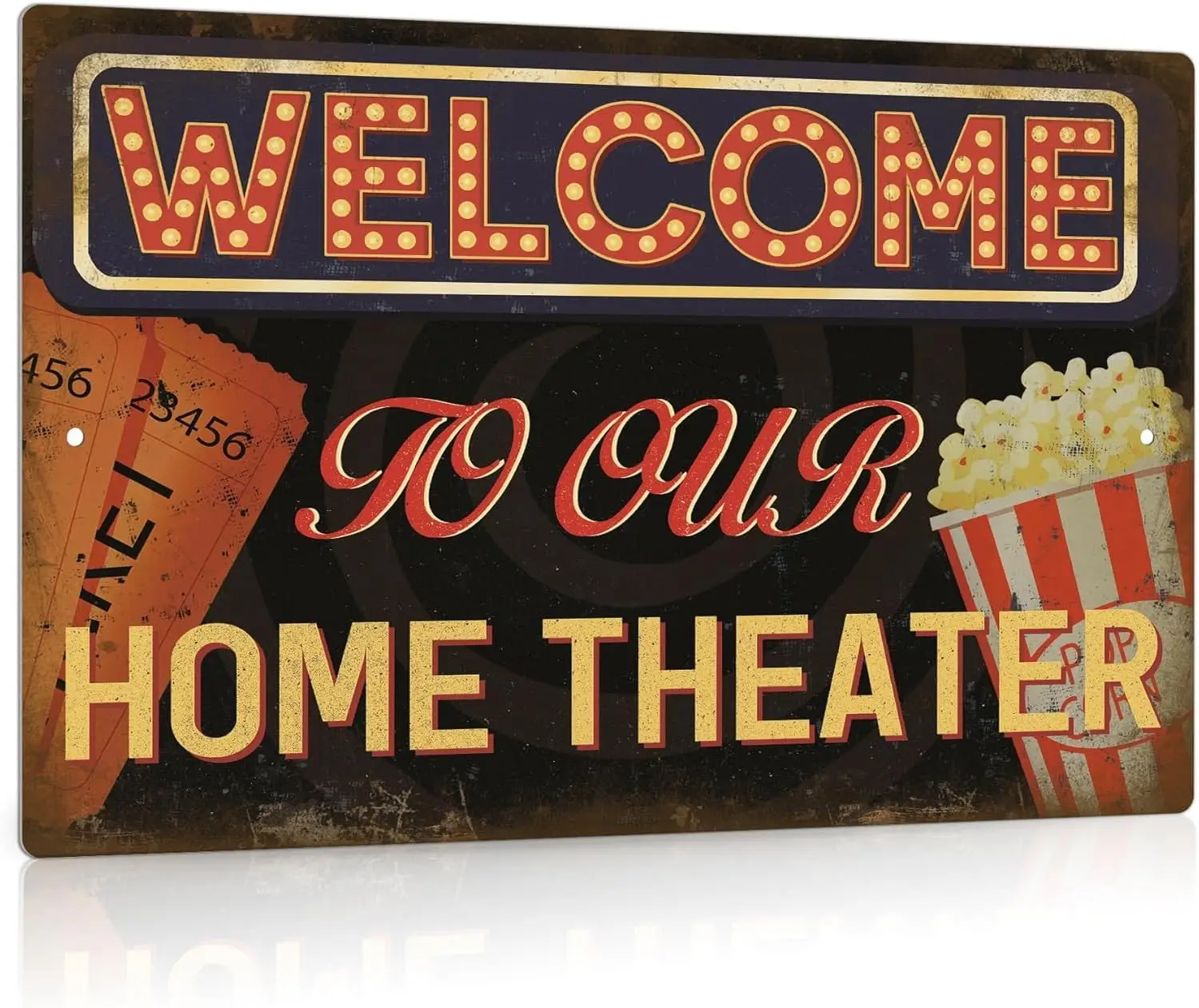 Aluminium Sign Movie Theater Sign, Vintage Welcome to Our Home Tin Aluminum for Coffee Wall Decor 12