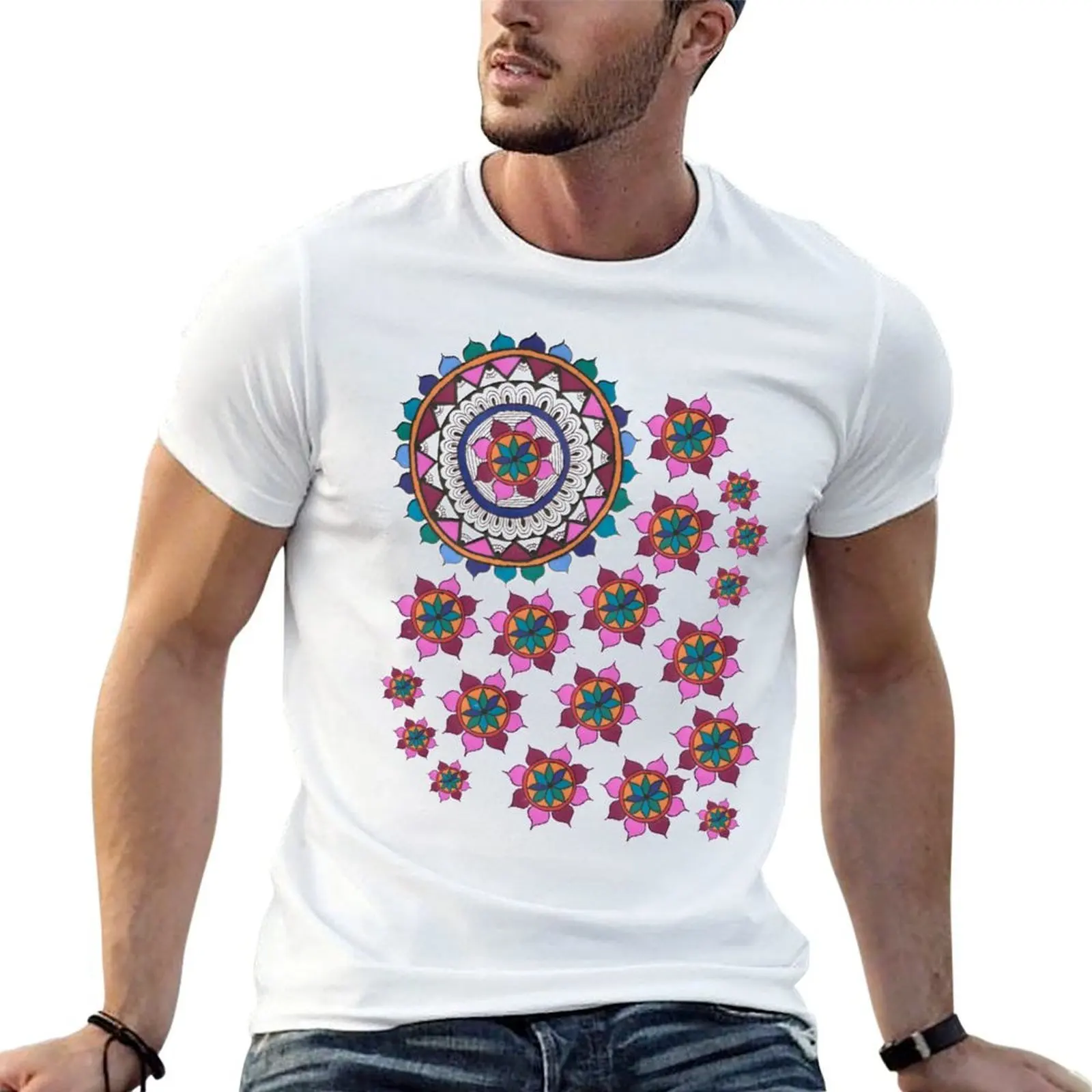 

Футболка Mendhi Flower Power, футболки с рисунком для мужчин, незаменимая футболка, мужская футболка, футболка