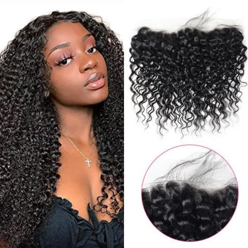 13x4 Lace-Frontal, krauses, lockiges, natürliches Haar, weiche Textur, vorgezupfte Babyhaare, kann gefärbt und gebleicht werden, Perücke für den täglichen Gebrauch – Detail 4