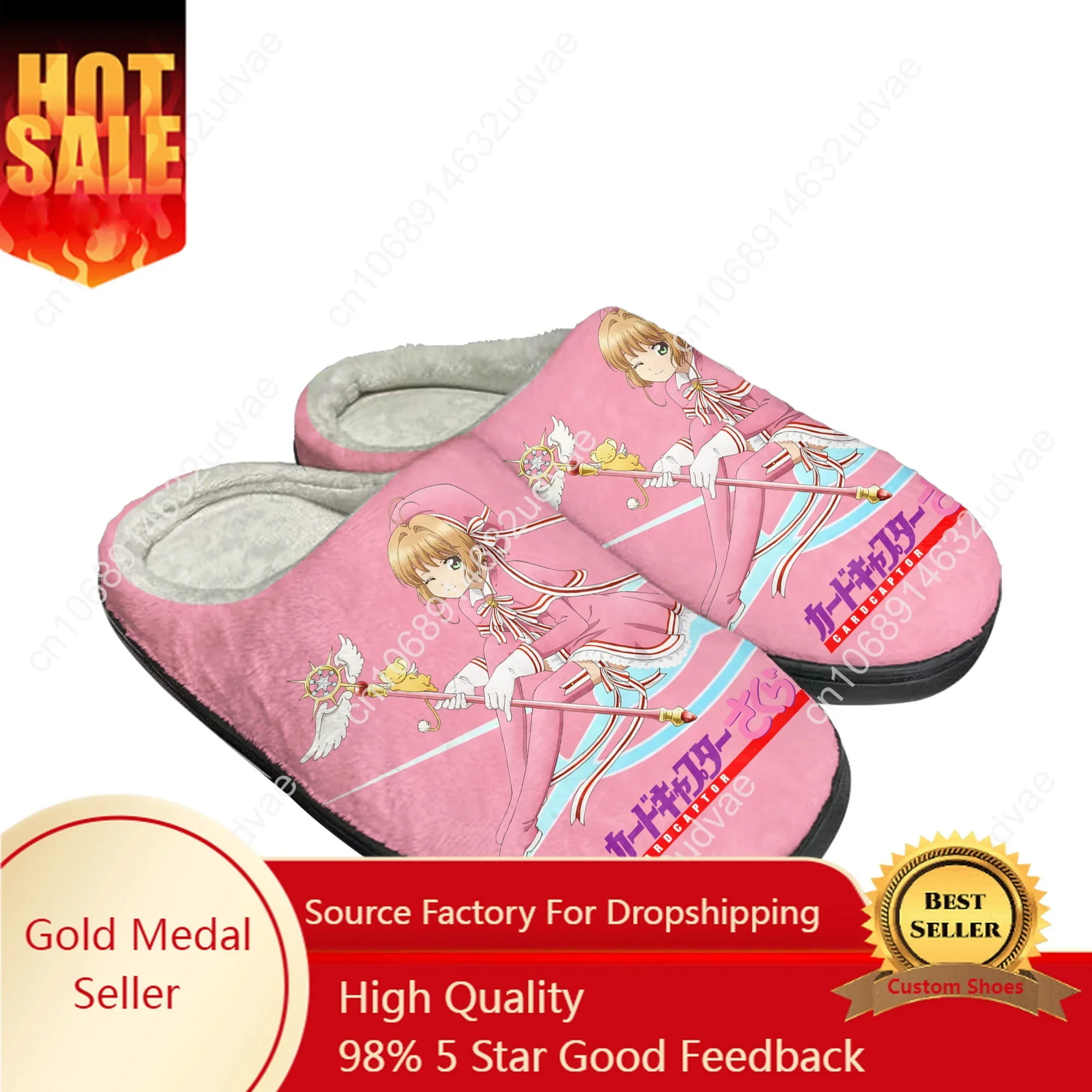 

Cardcaptor Sakura Kinomoto Cartoon Home Cotton Custom Slippers Mens Womens Sandals Plush Casual Keep Warm Shoes Thermal Slipper