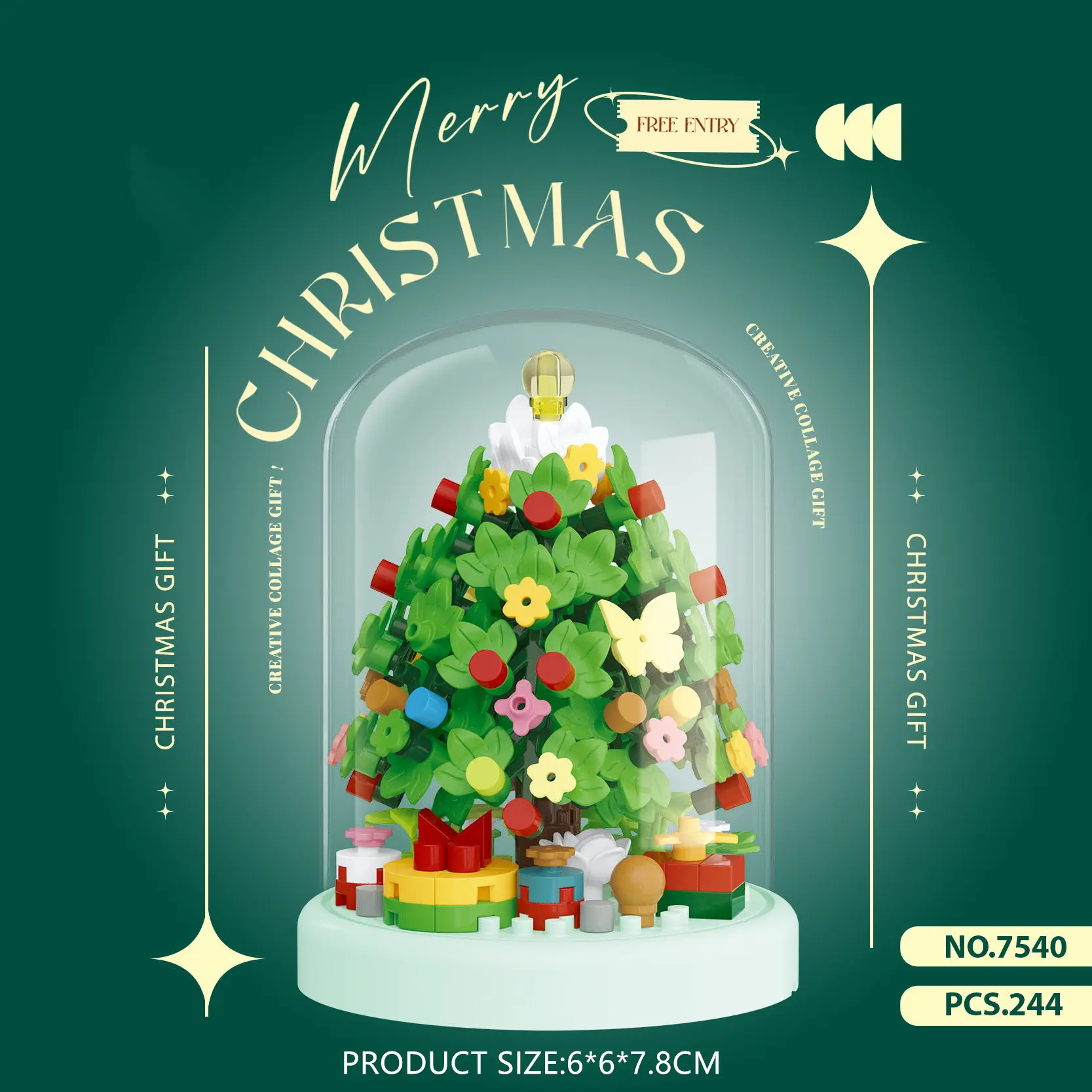 New Santa Creative Miniature 3D Building Block Santa Christmas Tree Street Micro Bricks Children Gift Unique Tree Decorations