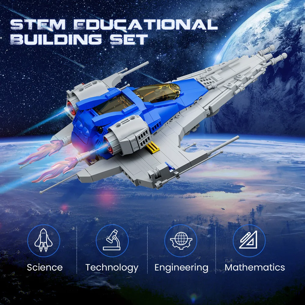 Gobricks moc explorações nave espacial blocos de construção modelo espaço série tijolos diy brinquedo montado para crianças presente