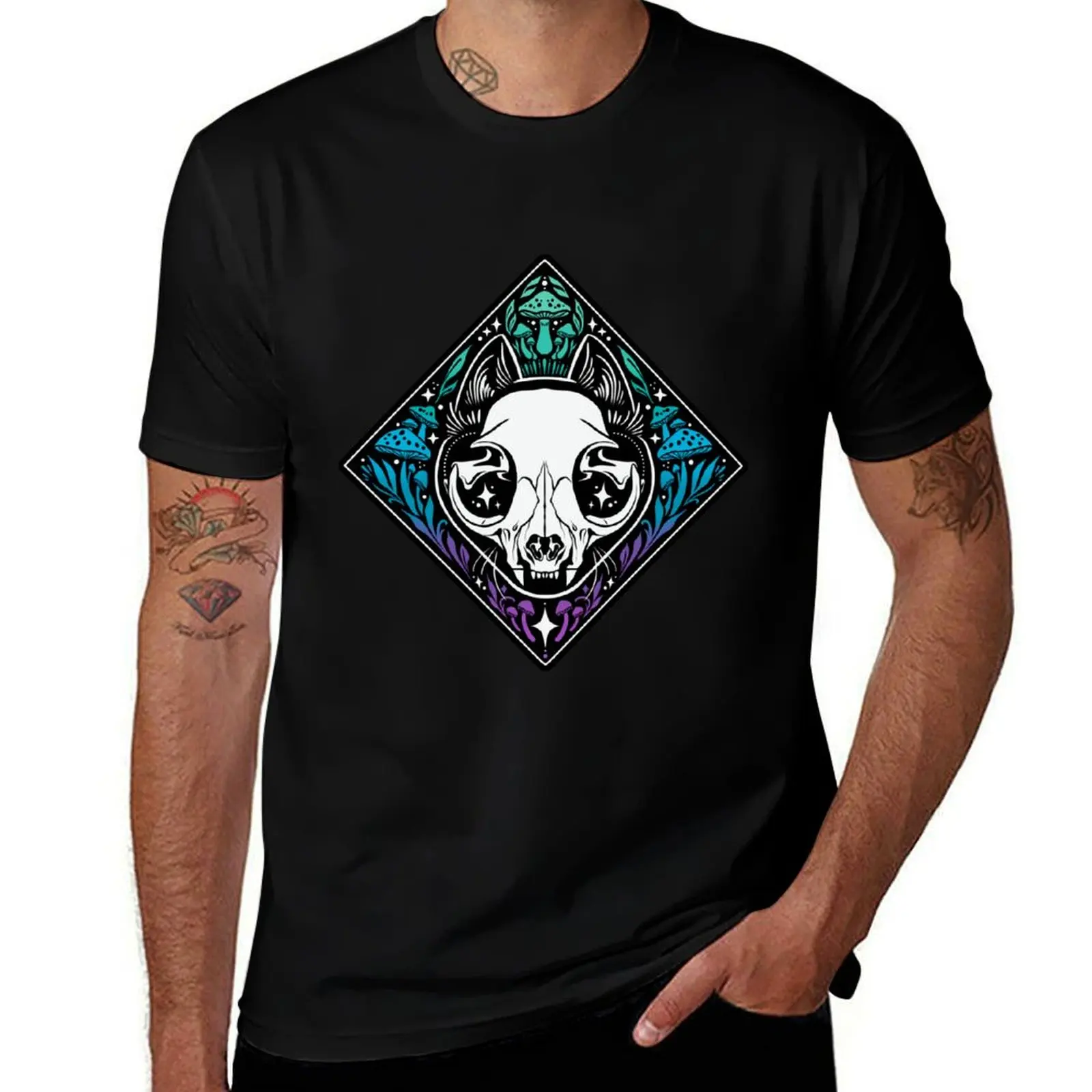 

Cat Skull T-Shirt animal prinfor boys man t shirt anime clothes kawaii clothes t shirt for men