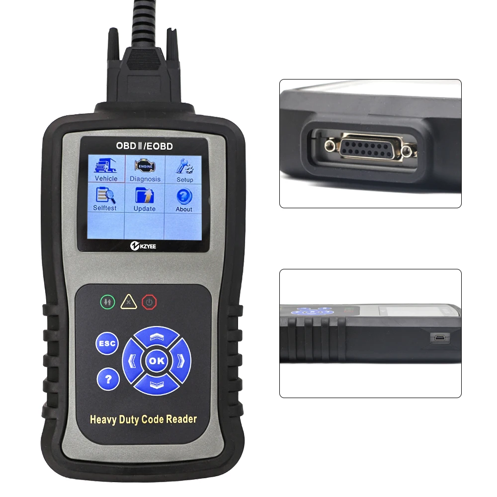 

Сверхмощный грузовик OBDII Дизель и бензин 12 В 24 В Считыватель кодов KC601 Сканер диагностики коммерческих транспортных средств Английский язык