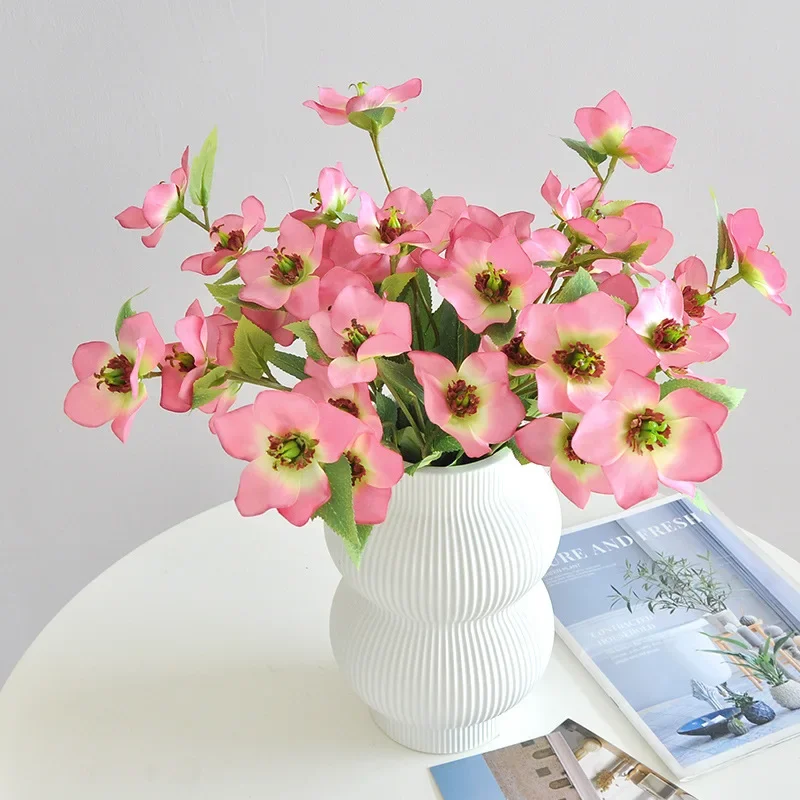 46CM Christmas Rose Artificial Flower 5-Head Turquoise Home Decoration Explosive Iron Chopsticks Christmas Rose Silk Flower